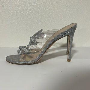 Silver metallic very sparkly mules